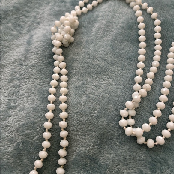 Long white beaded necklace. - Picture 3 of 4